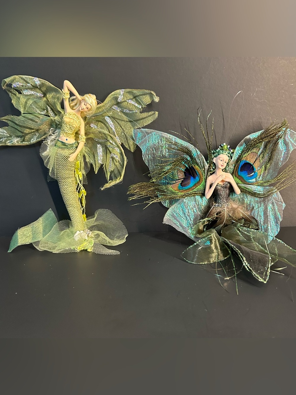 Whimsical Florence Maranuk Hanging Ornaments Wall Art Mermaid And Fairy Set of 2